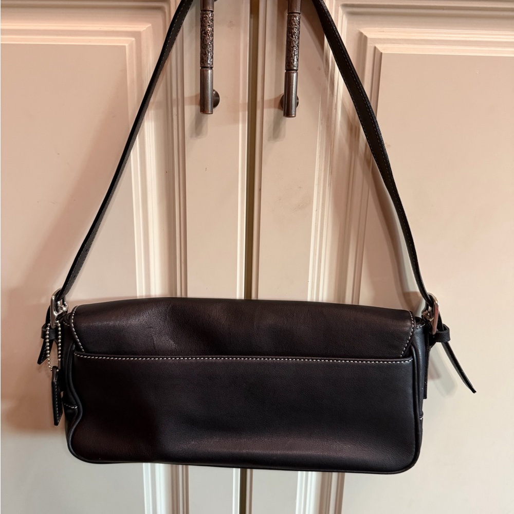 Coach Black Leather Bag with Stitch Detail - Picture 2 of 5